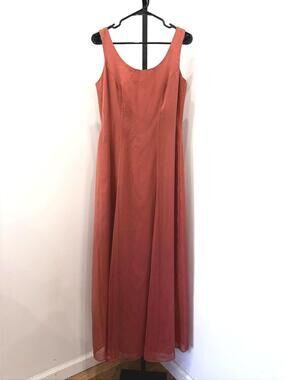 Watters and Watters Vintage Rust Orange Sleeveless Maxi Dress Bridemaid